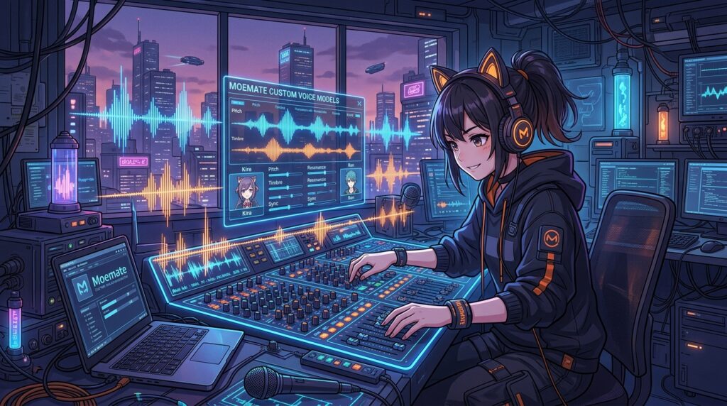 Yuki Kitsune testing Moemate custom anime voice models, screen perception, and avatar physics